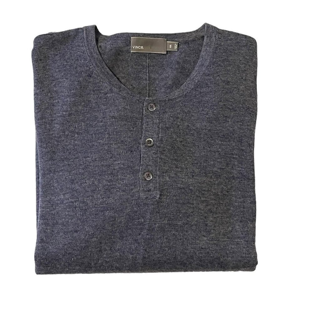 SALE Vince Men's Linen Blend Long Sleeve Henley Knitted Sweater Shirt XXL